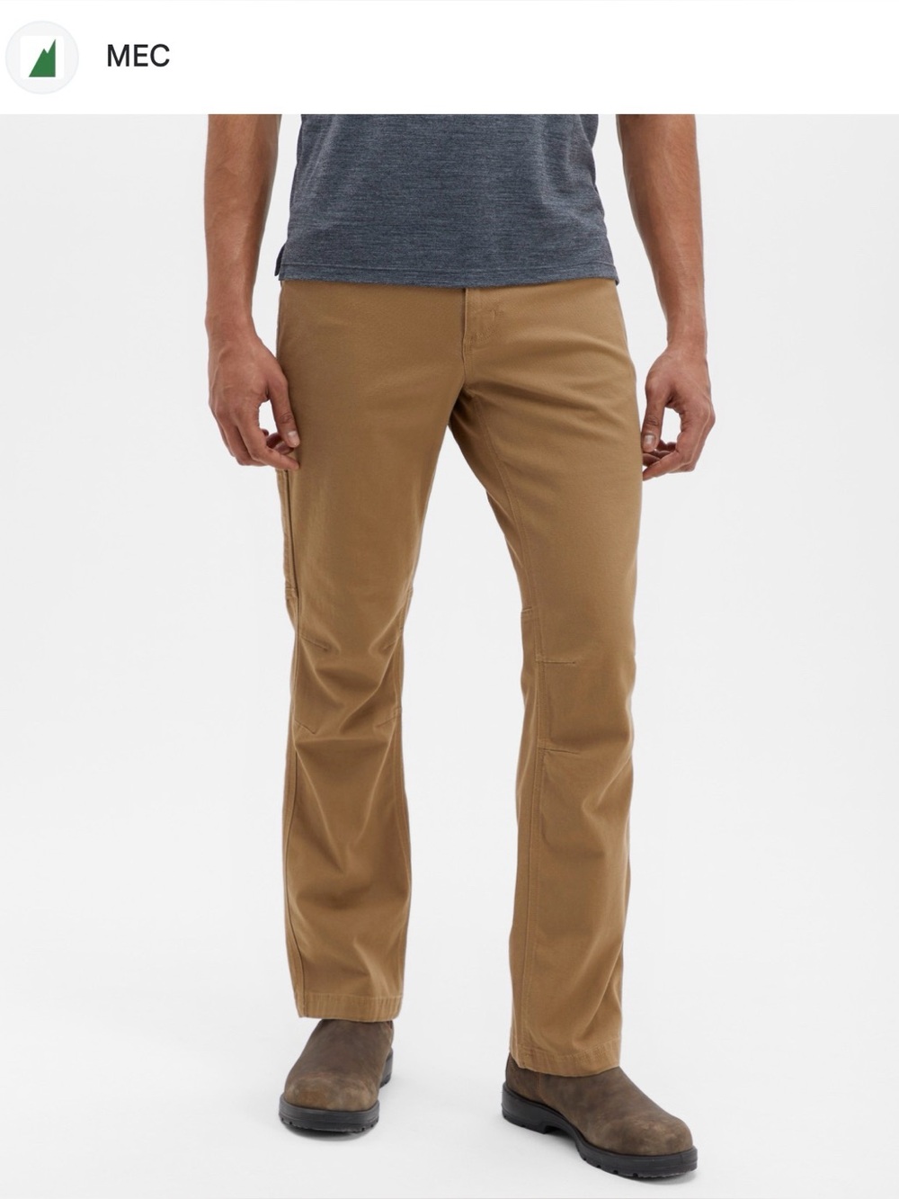 MEC Men Khaki Organic Cotton Regular Straight Fit Pants US34 Utility Outdoor